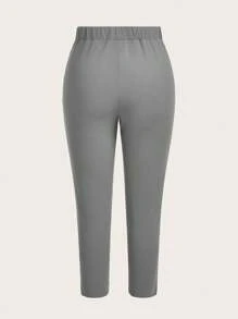 SHEIN LUNE Plus Size Casual Plaid Tapered Pants For Autumn & Winter