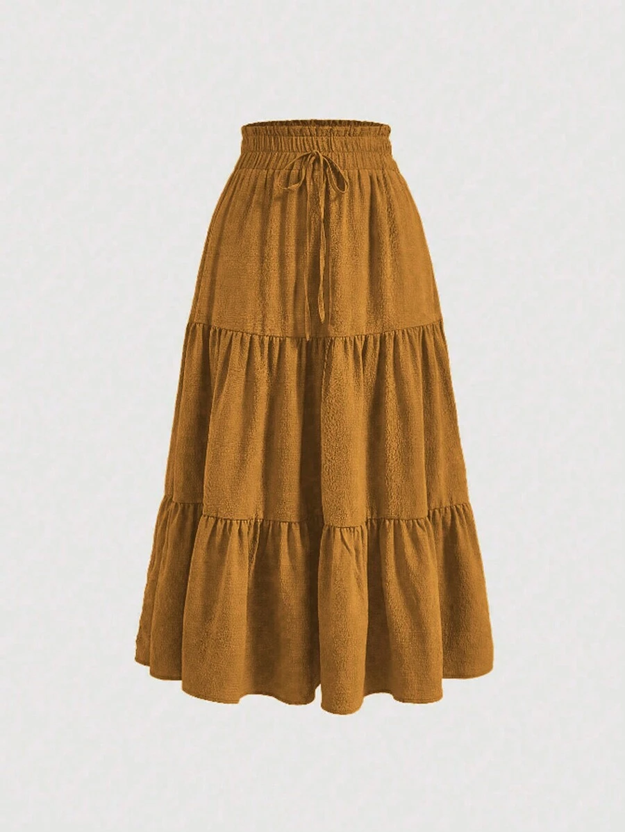 Mulvari Falda informal de unicolor talla grande, primavera y verano - Amarillo - Ver 1