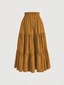 Mulvari Falda informal de unicolor talla grande, primavera y verano - Amarillo - Ver 2