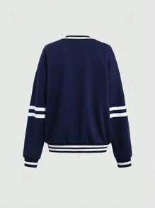 Flirla Women's Color Blocking New York Print Long Sleeve Sweatshirt, Spring & Autumn