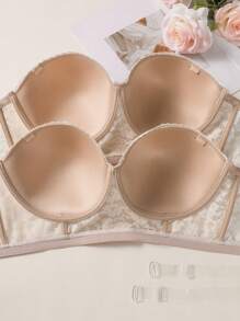 Wedaily 2pcs Plus Size Lace Bra Set With Wire, Lingerie - Multicolor - View 3