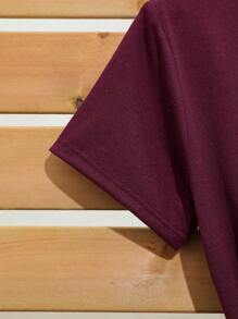 Women's Solid Color Basic Crew Neck Short Sleeve T-Shirt - Burgundy - View 3