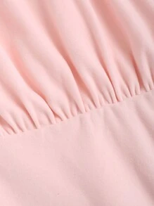 Sweetra Women Solid Color Minimalist Waist-Cinched Long Sleeve Short Dress - Pink - View 4