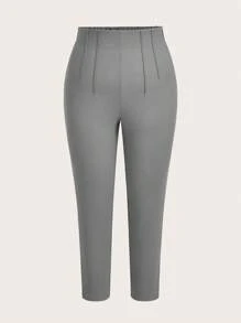 SHEIN LUNE Plus Size Casual Plaid Tapered Pants For Autumn & Winter