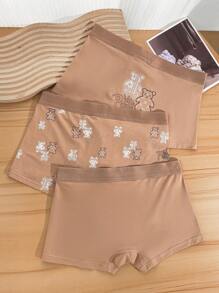 3pcs Teenage Boys' Minimalist Bear Print Comfortable Boxer Briefs Set - Multicolor - View 2