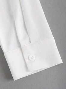 Calvaya Plus Size Casual Solid Color Long Sleeve Shirt, Spring Autumn Fall Cloth For Women - White - View 3