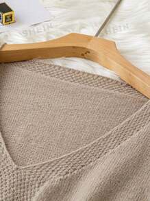 SHEIN LUNE Modny I Codzienny Kobiety Dekolt w kształcie litery V Jednolity kolor Luźny Trykotowy Topy