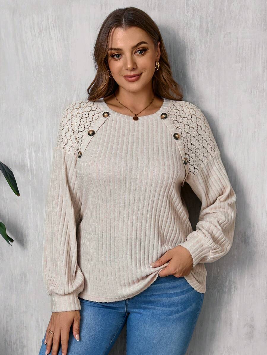 shein-lune-plus-size-women-s-apricot-lace-patchwork-textured-long
