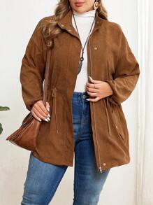 EMERY ROSE Manteau trench élégant grandes tailles, zippé, avec poches et cordon de serrage, à manches longues