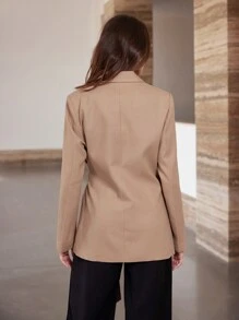 Aveloria Modichic 女士不对称裹腰系带休闲夹克 - 卡其色 - 查看 3