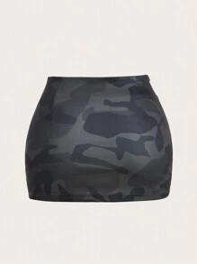 Zolique Camo Print Fashion Bodycon Skirt For Summer - Army Green - View 2