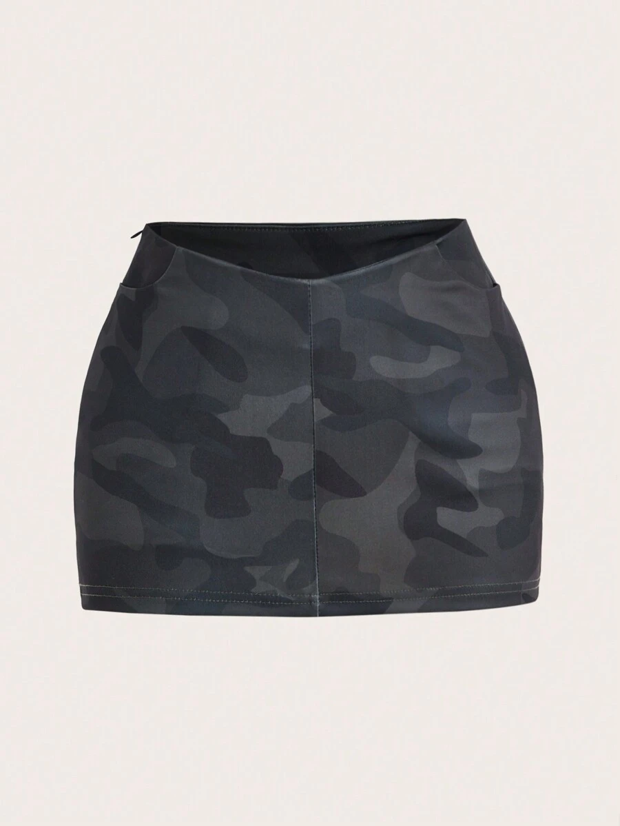 Zolique Camo Print Fashion Bodycon Skirt For Summer - Army Green - View 1