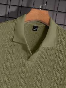 Manfinity VCAY Men's Solid Color Simple Fashionable Casual Knit Polo Shirt