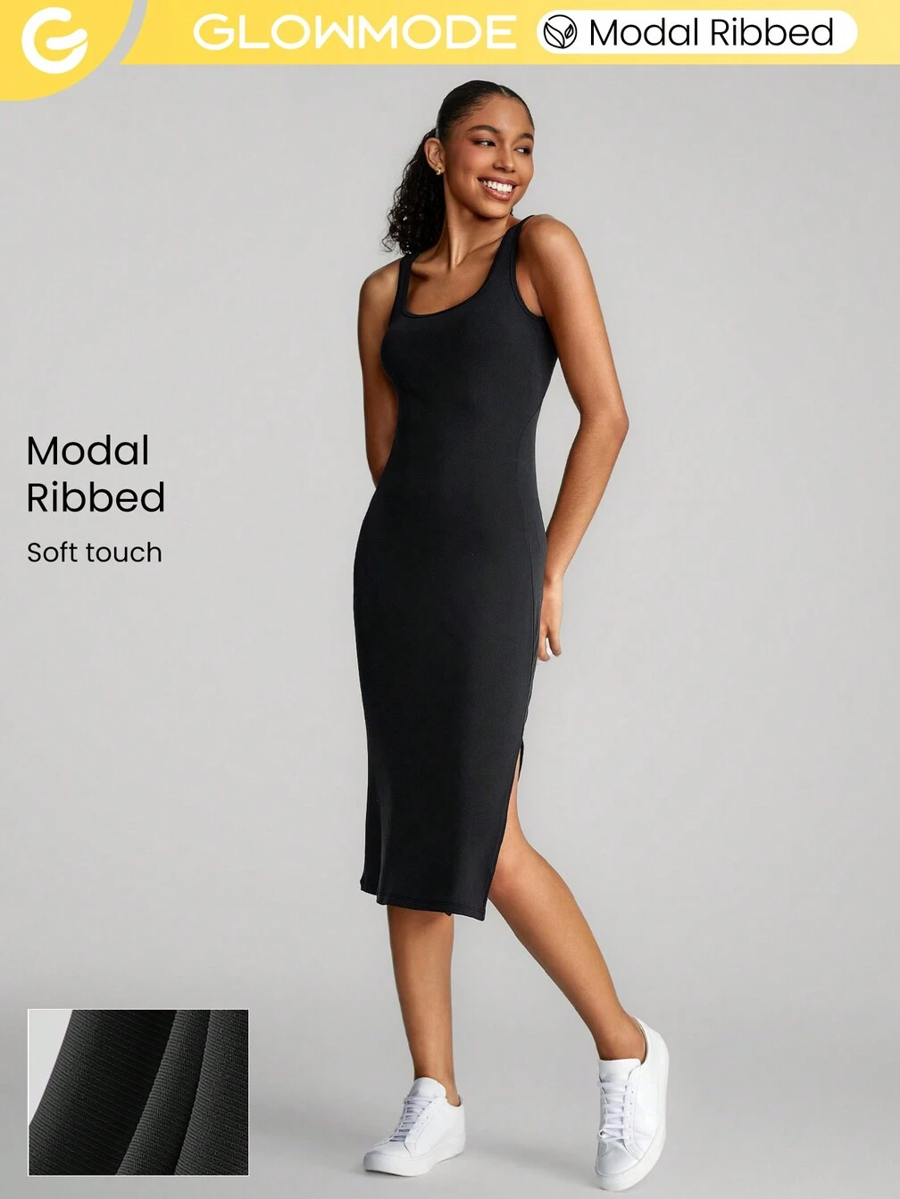 ribbed lounge dress SKIMS Soft Lounge ribbed stretch-modal maxi dress - Onyx