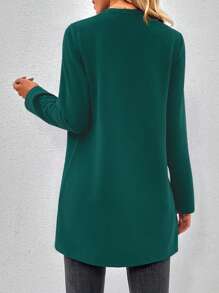 SHEIN Clasi 女士纯色简约休闲长袖夹克 - 墨綠色 - 查看 2