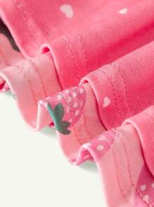 Cozy Pixies 4 件套女婴草莓图案贴身睡衣，长袖圆领上衣和短袖心形图案上衣和长裤 - 淺粉色 - 查看 13