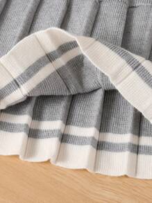 Maglia a maglia grigia per bambine, Gonnellina elegante e casual versatile per casa, uso quotidiano e viaggio, autunno inverno