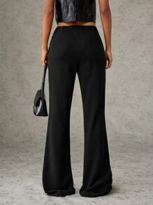 Forever 21 夏季、秋季和冬季女士黑色低腰/长腿/喇叭裤/返校/返校节/约会之夜/早午餐/办公室服装/Y2k/文艺复兴/喇叭裤/纯色/小码/正装裤/教师裤/直腿裤/配腰带 - 白色 - 查看 3