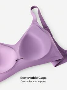 LUVLETTE Plus Dream Curve 2ndSkin 无线全覆盖无缝侧支撑休闲文胸紫色 Bralette 文胸隐形内衣健身运动粘性基本款 SizeFreedom 文胸