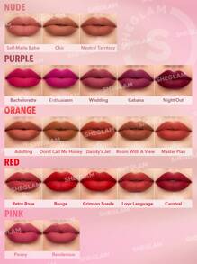 SHEGLAM Matte Allure Lipstick-Rouge 20 Colors Long Lasting Lipstick High Pigment Velvety Soft Lipstick Lip Combo Brand Beauty Makeup Face Paint Cosmetic For Women Girls Perfect For Winter Spring Ideal For Y2K Fancy Fashion Suitable For Birthday Gift Party Ready Best Color - Rouge - View 5