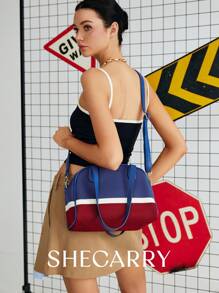 SHECARRY Women's Top Handle Bag  Summer Games 2024 College School Holidays Street Travel Sports Gym Bag France Paris Colorful Bowling Bag Red White Blue Gradient Color