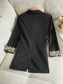 Modelyn Women Leopard Print Double-Breasted Elegant Blazer Jacket - Multicolor - View 2