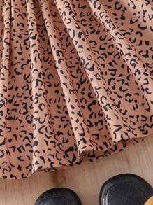 SHEIN Vestido de tirantes informal con estampado de leopardo en color contrastado para niña joven - Multicolor - Ver 5