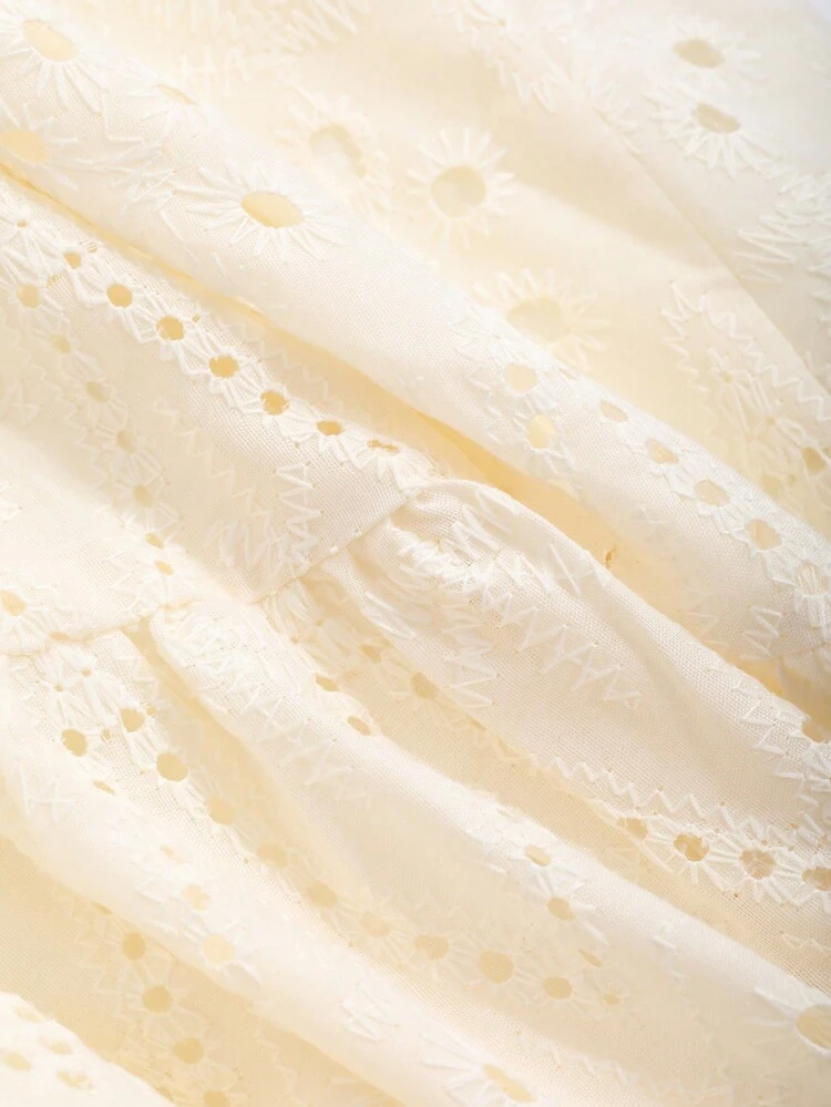 Women's Summer Casual Solid Color Hollow Embroidery Spaghetti Strap Dress,Ruffle,Back To School Clothes Vacation Outfits Women Cruise Outfit For Women Maxi Dress Boho