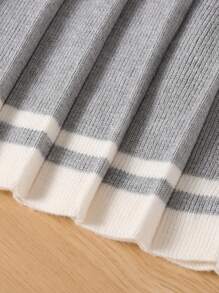 Maglia a maglia grigia per bambine, Gonnellina elegante e casual versatile per casa, uso quotidiano e viaggio, autunno inverno