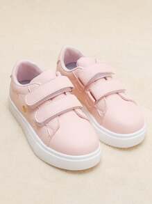 Kids Fashion Casual Pink Double Strap Hook And Loop Heart Embroidery Sports Shoes - Pink - View 3