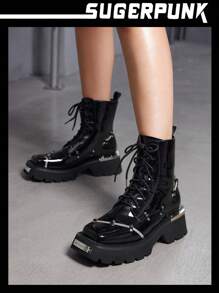 Sugerpunk 女士夏季涼感拼接黑色休閒短靴，適合日常通勤和休閒旅行 - 黑色 - 查看 1