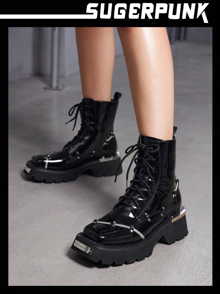 Sugerpunk 女士夏季涼感拼接黑色休閒短靴，適合日常通勤和休閒旅行 - 黑色 - 查看 1