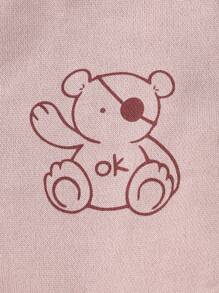 Sparklyn Tween Girl Plain Bear Printed Hooded Sweatshirt - Pink - View 5