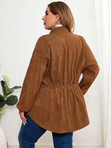 EMERY ROSE Manteau trench élégant grandes tailles, zippé, avec poches et cordon de serrage, à manches longues