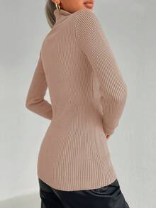 RueChic Turtleneck Ribbed Knit Sweater - Pink - View 2