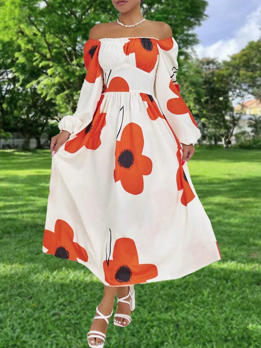 Chiquease Vestido tejido con estampado floral, con cintura ajustada y detalle de corte frontal - Multicolor - Ver 1