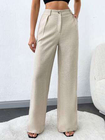 SHEIN Tall Lange Damenhosen in einfarbig mit schräger Tasche und geradem Bein