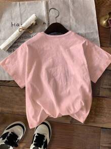 Áo thun họa tiết in hình quả dâu dễ thương dành cho các cô gái tuổi teen, áo crop top ngắn tay mùa hè ngọt ngào và thoải mái - Hồng - Xem 3