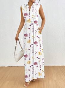 SHEIN Clasi Women Casual Floral Print Sleeveless Dress - Multicolor - View 3