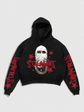Street Life Men's Casual Letter & Figure Printed Hooded Sweatshirt, Long Sleeve