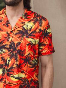 Manfinity ChillVibe Men's Coconut Tree Print Short Sleeve Pajama Set - Multicolor - View 8