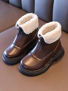 2024 New High-Top Short Boots For Girls, Thickened & Thermal Lined Boys Boots, & Versatile Children Shoes - Brown - View 1