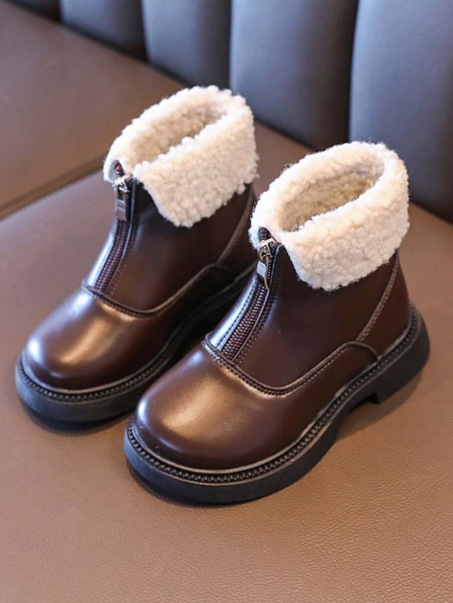2024 New High-Top Short Boots For Girls, Thickened & Thermal Lined Boys Boots, & Versatile Children Shoes - Brown - View 1