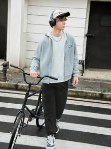 青少年男孩休闲工装慢跑裤 - 黑色 - 查看 3