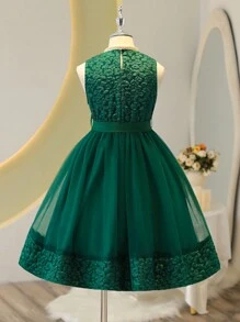 Vestido De Malha Jacquard Verde Para Menina Adolescente