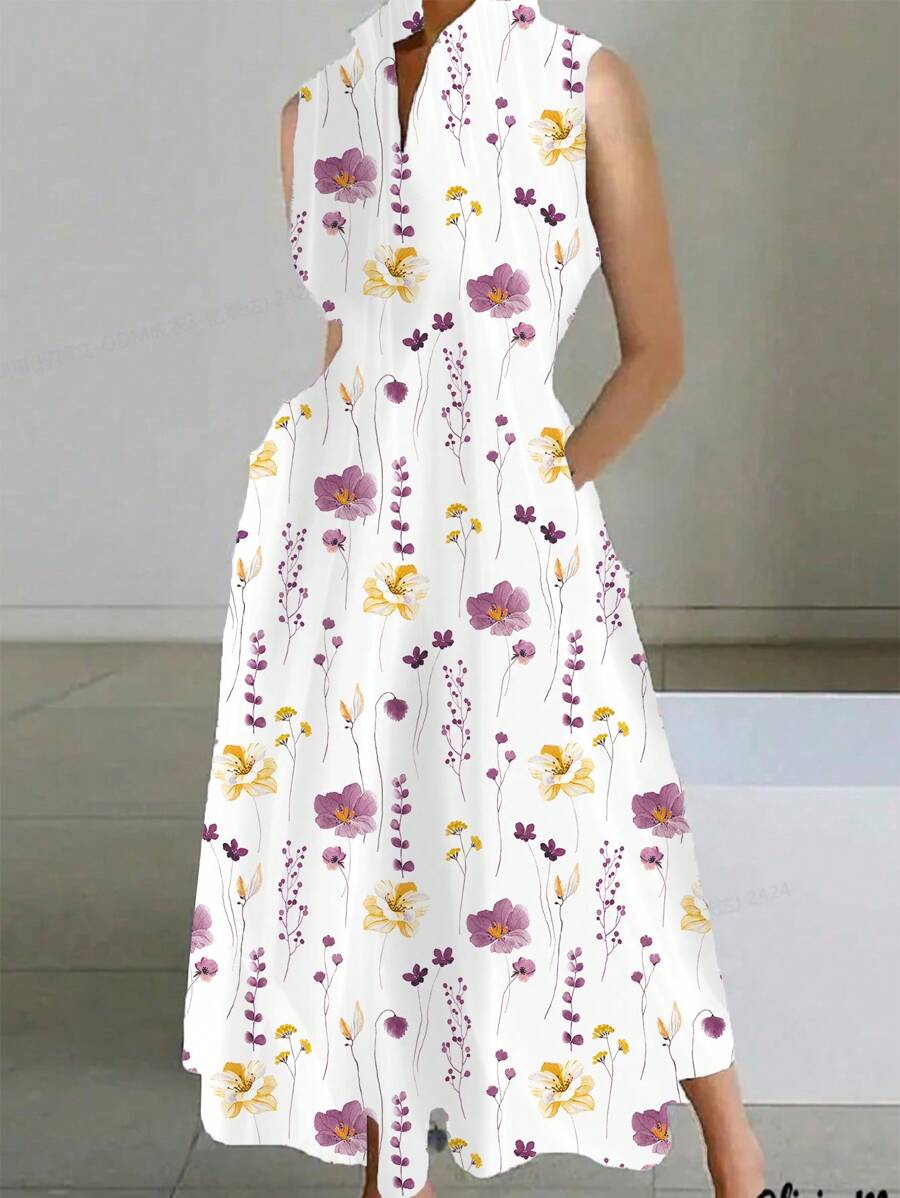 SHEIN Clasi Women Casual Floral Print Sleeveless Dress - Multicolor - View 1