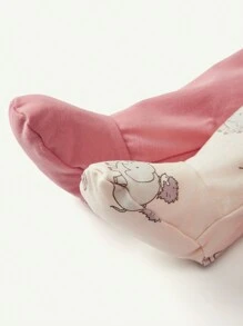 Cozy Pixies Baby Girl 2pcs Cartoon Graphic Zip Up Footed Jumpsuit - Apricot - View 5