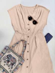 Breezaya Của phụ nữ Đúng mốt Mùa hè Thanh lịch  Dài Đầm Thích hợp Đối với Tất cả Dịp - Màu Khaki - Xem 6