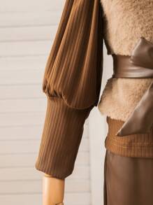 SHEIN Young Girls 3-Piece Set: Fluffy Vest, Turtleneck Long Sleeve Top, And Pants, Fashionable Outfit For Young Girls, Suitable For Casual Wear, Outdoor Activities In Autumn/Winter