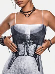 Babi Basques Artist Women's Bodycon Dark Colored Cami Dress,Fall Women Dress,For Autumn - Black - View 2